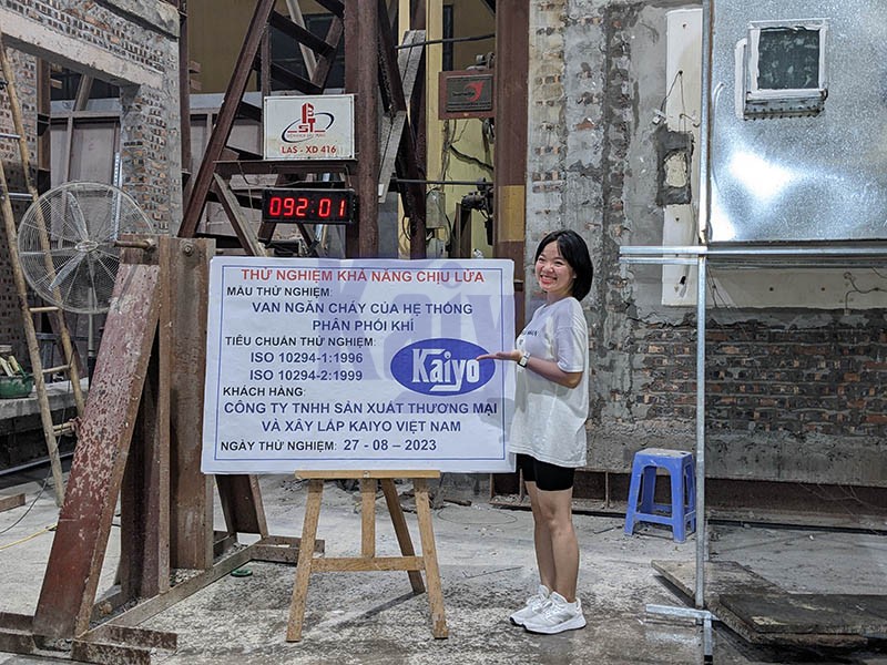 Hình ảnh đốt mẫu kiểm định van chặn lửa 01