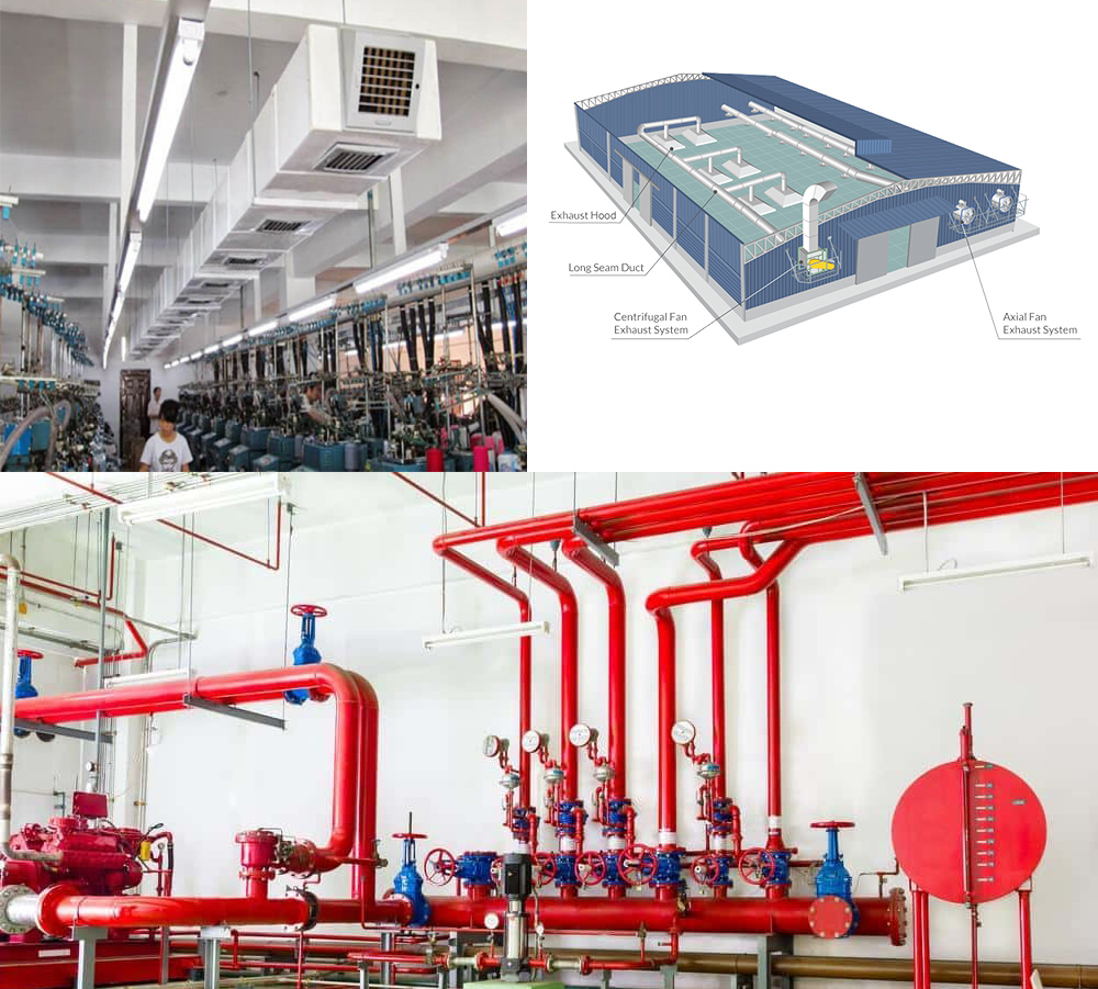 Hệ thống cấp khí tươi, hệ thống ống gió hút khói và hệ PCCC